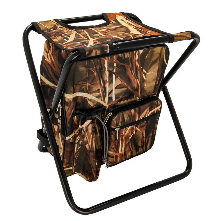 Camco 51908 Camping Stool Backpack Cooler - Camo