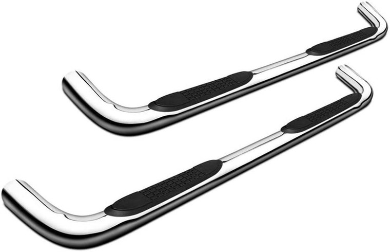 TrailFX 3” Round Tube Nerf Bars with Steps Polished Stainless Steel A0048S