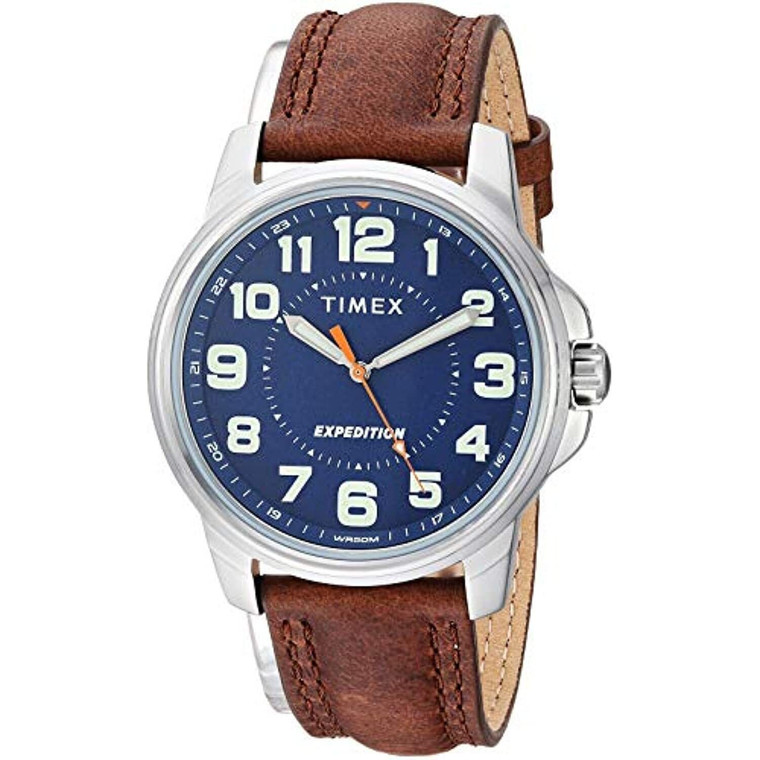 Timex Men's TW4B16000 Expedition Field Brown/Blue Leather Strap Watch