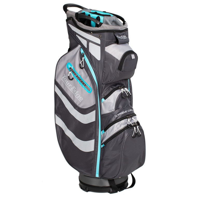 Tour Edge Hot Launch Xtreme Cart 5.0 Golf Bag-14 way divider-Silver-Blue