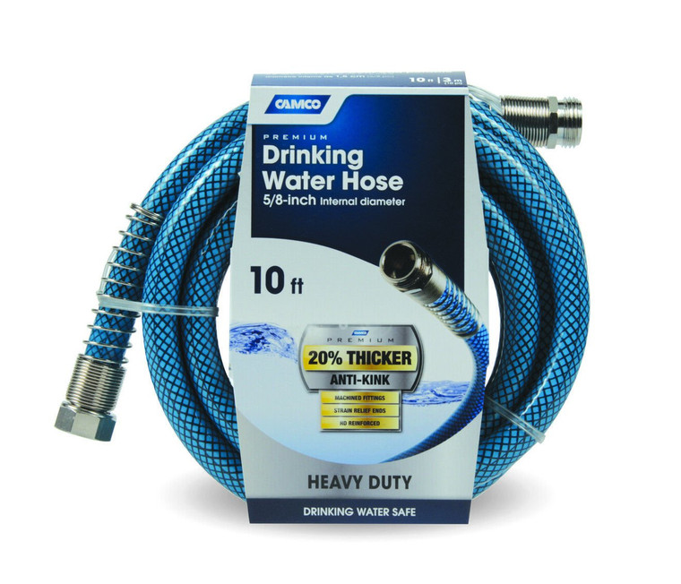 Boat or RV Camco Premium Drinking Water Hose - ⅝" ID - Anti-Kink - 10'