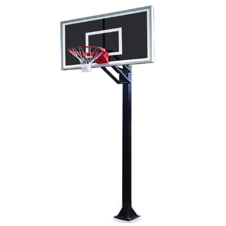 Basketball Goal Adjustable- Bolt Down- First Team Champ Eclipse w/36x60 Smoked Glass backboard