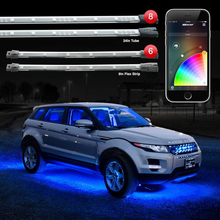 XK Glow Advanced Underglow + Interior LED Accent Light Kits for Cars | XKchrome Smartphone App