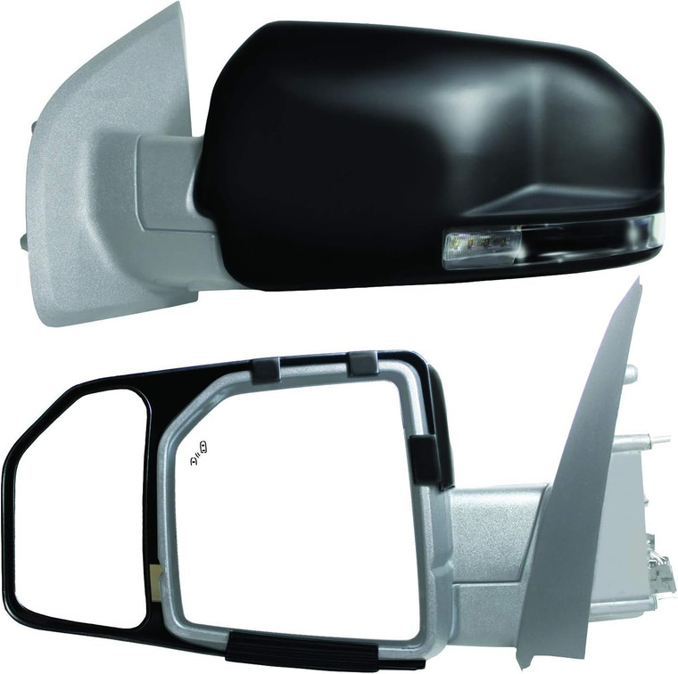 K Source Snap-On ExteriorTowing Mirrors For Ford F150 (15+), Black