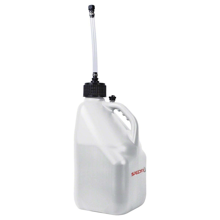 SpeedFX Liquid Storage Container 5 Gallon Capacity White Plastic W/ Filler Hose and Cap