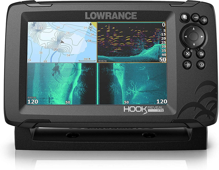 Lowrance Hook Reveal 7 TripleShot - 7-inch Fish Finder with TripleShot Transducer, C-MAP Contour+ Chart Card