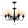 1 Unit of 6-Light Black Wrought Iron Chandelier with Cloth Shades (DK-2012-6)	 - MSRP 255$ - Brand New