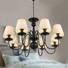 1 Unit of 8-Light Black Wrought Iron Chandelier with Cloth Shades (DK-2016-8)	 - MSRP 279$ - Brand New