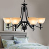 1 Unit of 6-Light Black Wrought Iron Chandelier with Glass Shades (DK-8034-6) - MSRP 349$ - Brand New