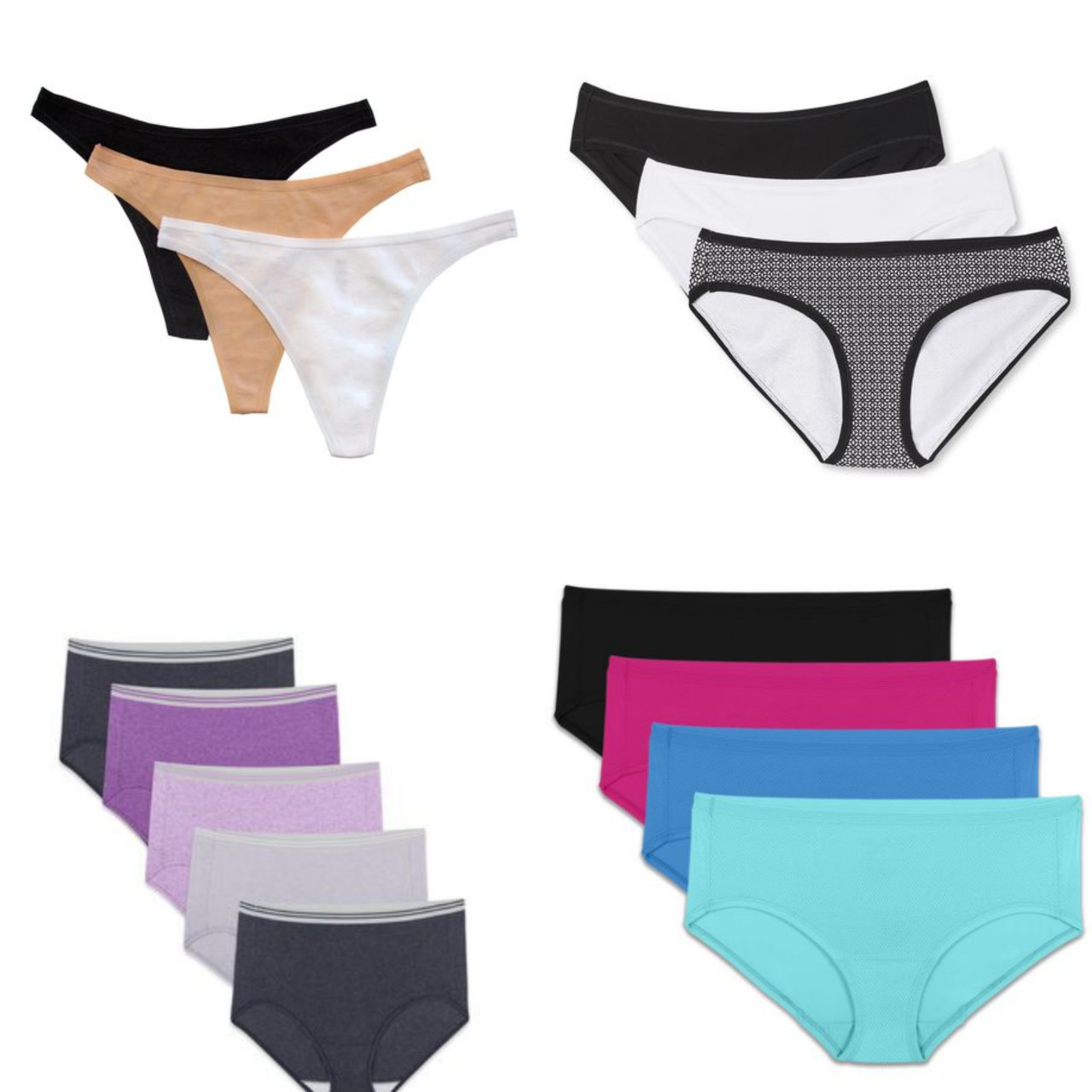 Women's Plus Fit for Me Assorted Heather Brief Underwear, 5 Pack; Sizes 9-13