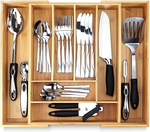 54 units of PRISTINE BAMBOO Silverware Tray for Drawer Organizer - 8 Compartments - MSRP $3,023 - Brand New (Lot # 732902)