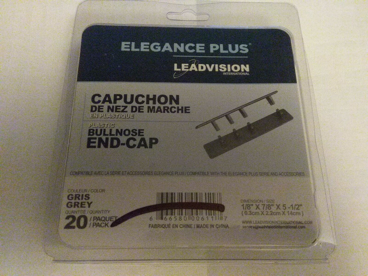 648 Units of Leadvision Plastic Bullnose End-Cap 1-8" x 7-8" x 5 1-2" - Pack of 20 - MSRP $14,250 - Like New (Lot # BN742803)