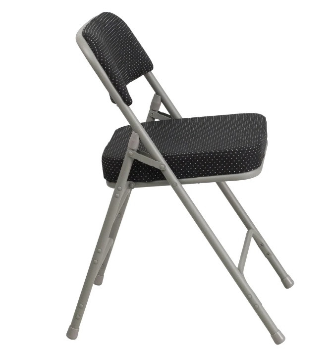 5 units of HERCULES Premium Curved Black Pin-Dot Fabric Metal Folding Chairs - MSRP $2,060 - Like New (Lot # 790830)
