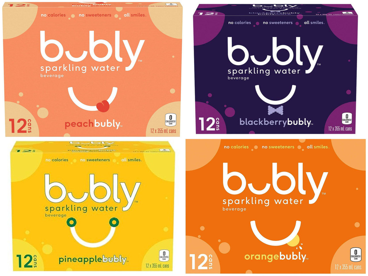 131 units of Bubly Sparkling Water, 355 mL Cans, 12 Pack - MSRP $781 - Like New (Lot # 789580)