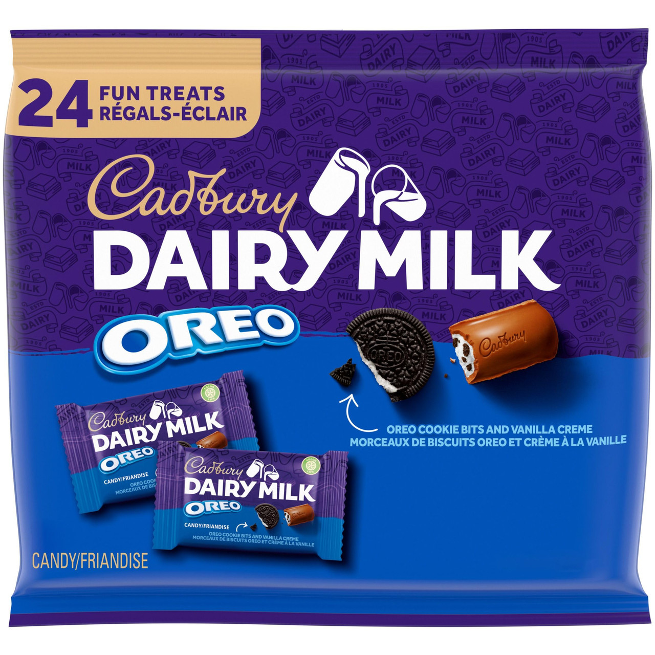 508 units of Cadbury Dairy Milk Oreo Fun Treats Candy Bars (24 bars), Stocking Stuffer, 348 g - MSRP $3,551 - Like New (Lot # 789581)