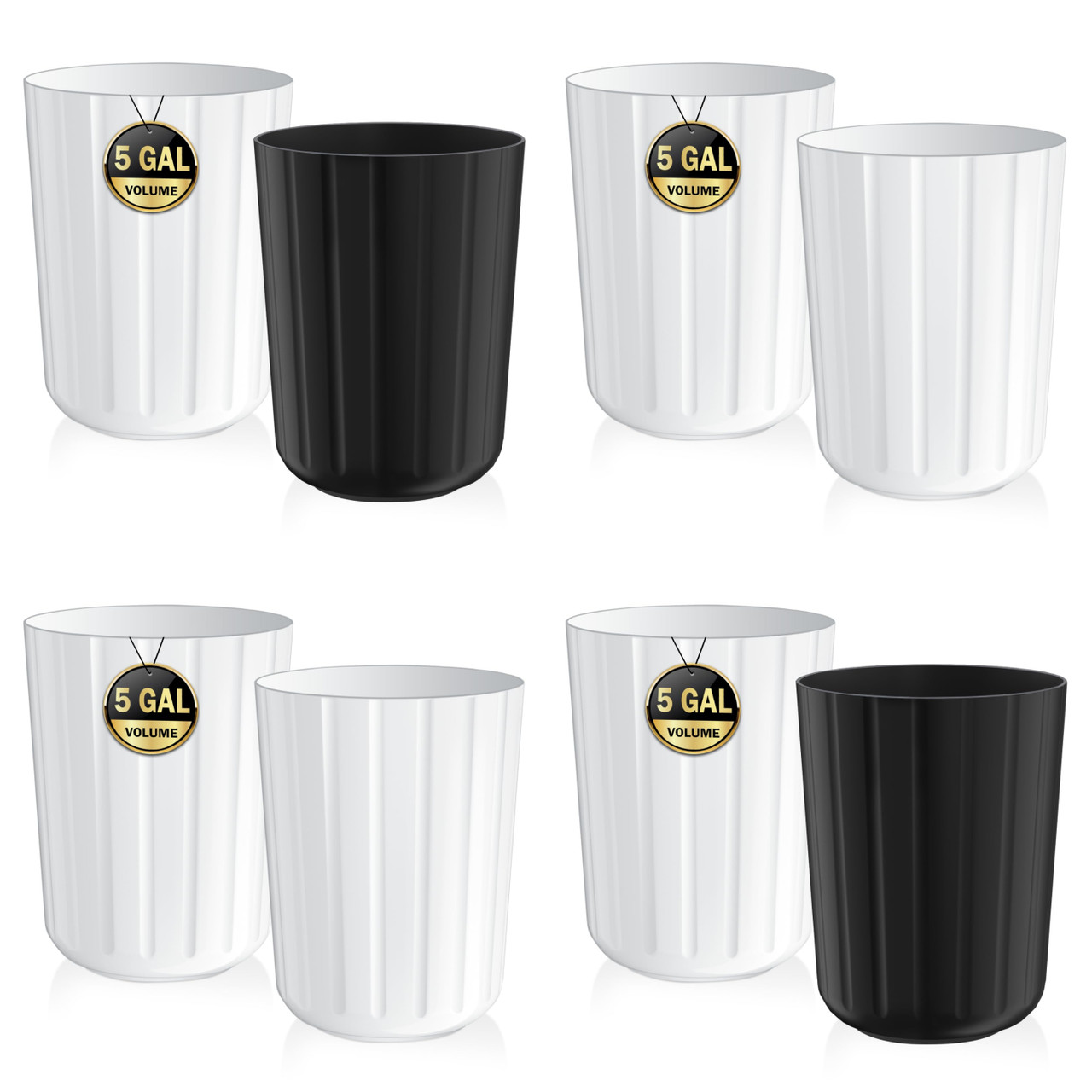 89 units of White Plastic Trash Can 5 Gallon - 2 Pack - MSRP $4,449 - Returns (Lot # 893252)