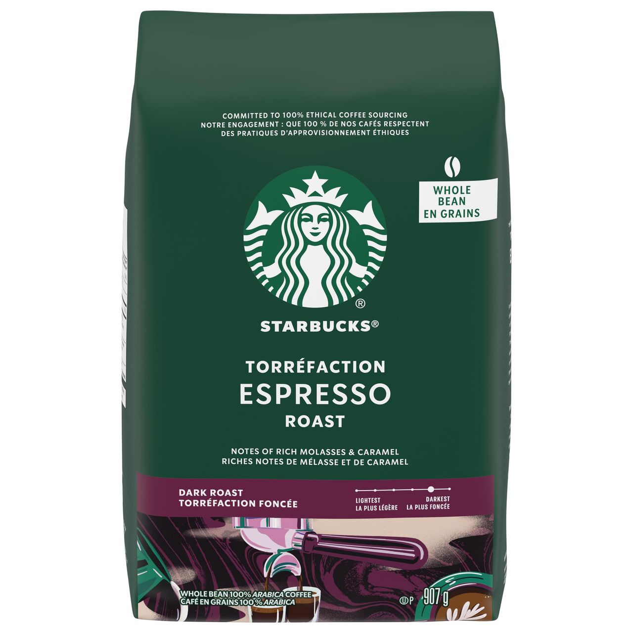 189 units of Starbucks Espresso Roast Whole Bean Coffee, 907 gram - BB 25/09/16 - MSRP $4,311 - Like New (Lot # 897816)