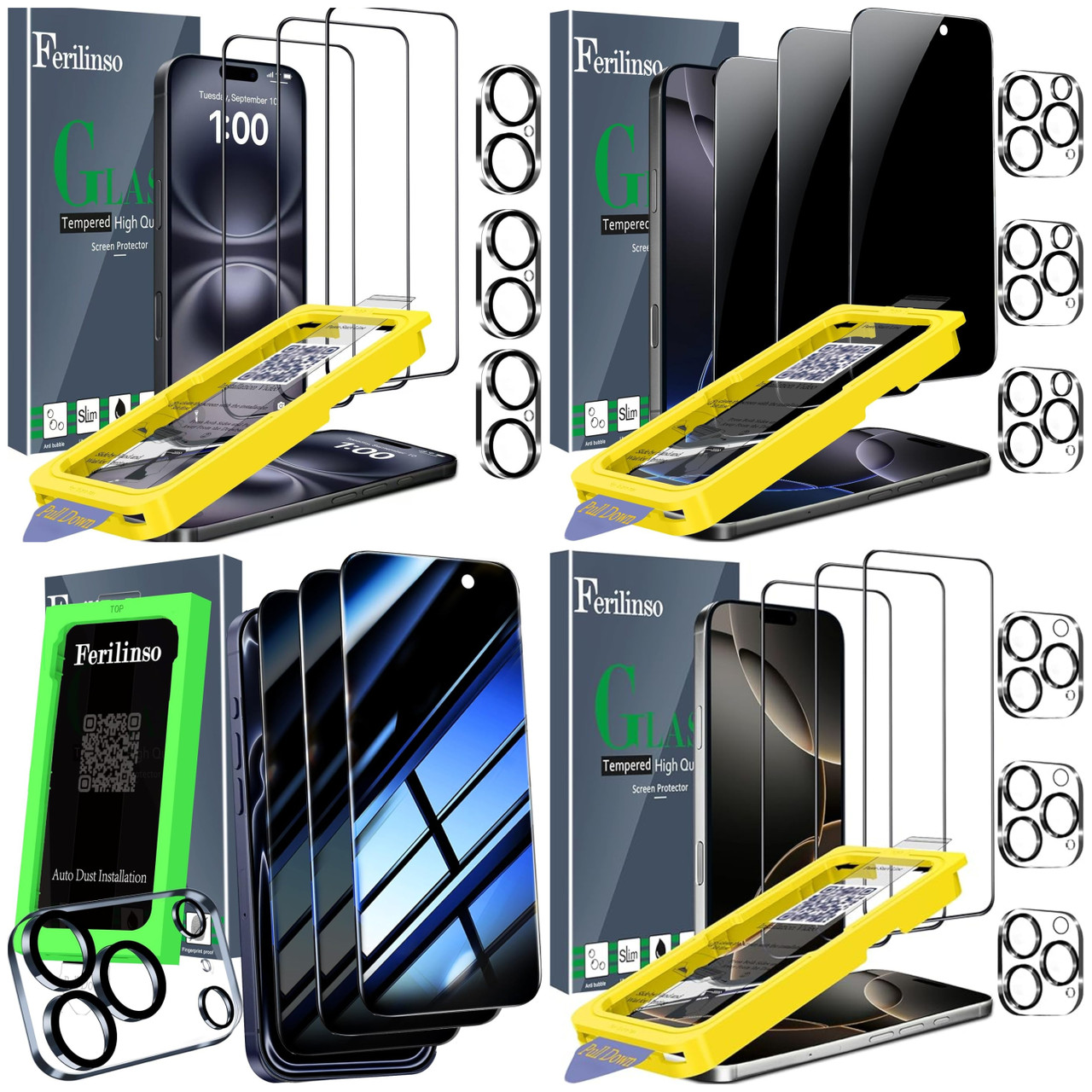 1447 units of Ferilinso Screen Protectors for iPhone (3 Packs) - MSRP $16,938 - Like New (Lot # 952914)