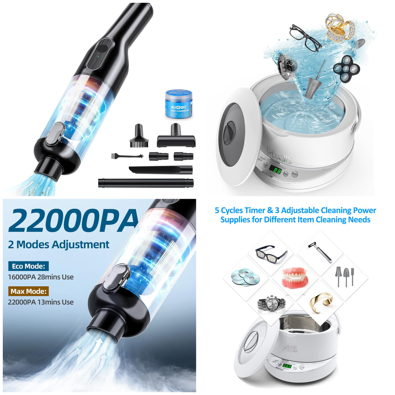 87 units of Car Vacuums & Jewelry Cleaning Machines - MSRP $3,868 - Like New (Lot # 936204)