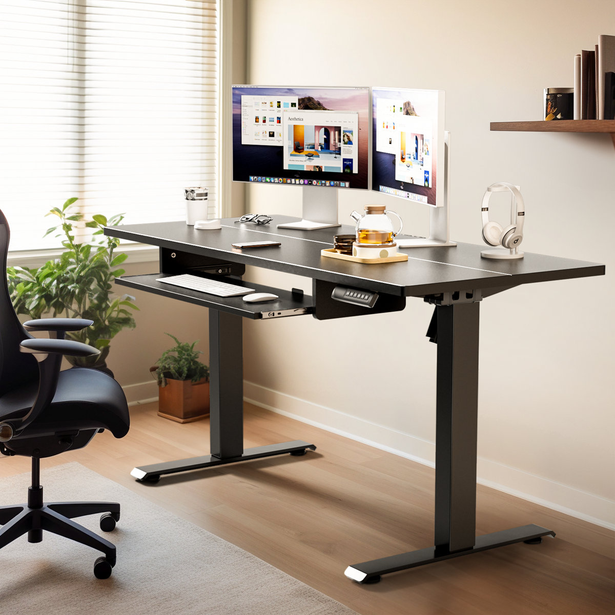 14 units of Lilja Height Adjustable Wood Computer Standing Desks - Black - MSRP $2,940 - Brand New (Lot # 946519)