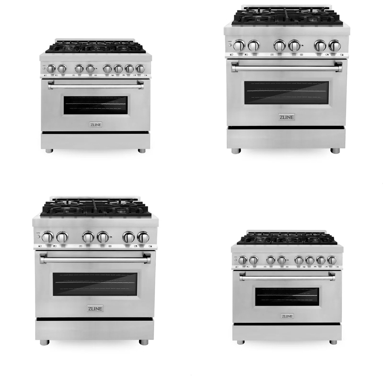 4 units of ZLINE Legacy Dual Fuel Range Gas Cooktops & Electric Convection Ovens - MSRP $15,934 - Like New (Lot # 996903)
