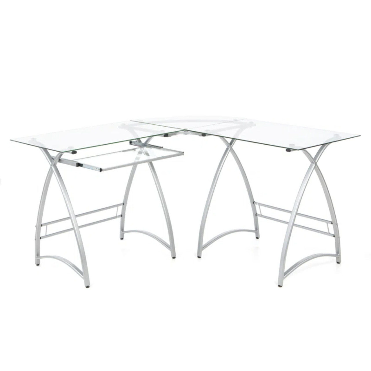 14 units of L-Shaped Glass Top Computer Desks - MSRP $5,670 - Like New (Lot # 1012102)
