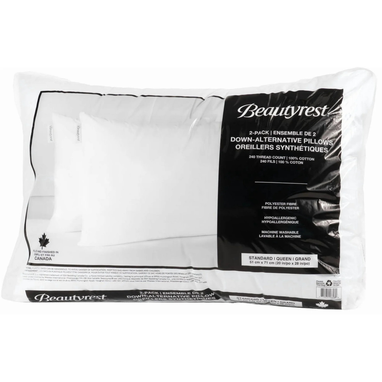 18 units of Beautyrest 2-Pack Standard/Queen Pillows - MSRP $350 - Like New (Lot # 1015602)