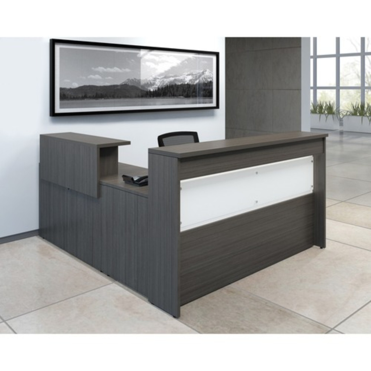 2 units of Offices To Go Reception Suites - 84" x 72" x 42.5" - Absolute Acajou - MSRP $4,000 - Brand New (Lot # 1011415)