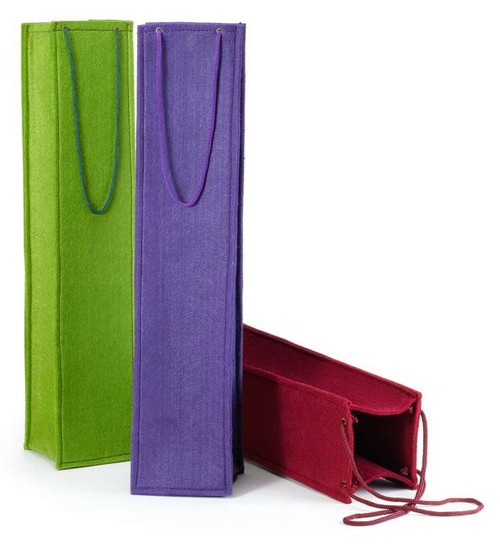12 Units of Felt Wine Bag: Purple  10.5X49  - MSRP 96$ - Brand New (Lot # CP576435)