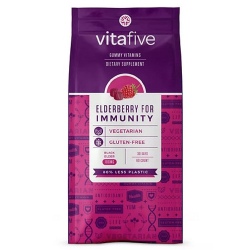 100 Units of VITAFIVE Elderberry for Immunity Gummies Raspberry - 60.0 ea - MSRP $1,999 - Like New (Lot # CP609146)