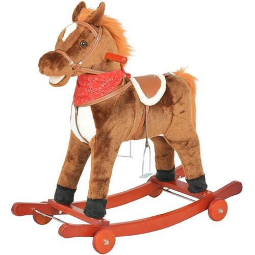 1 Units of Uenjoy Kids Rocking & Riding Horse 2-in-1, 2-5 Years Old - Light Brown - MSRP $90 - Brand New (Lot # 104-BN639703)