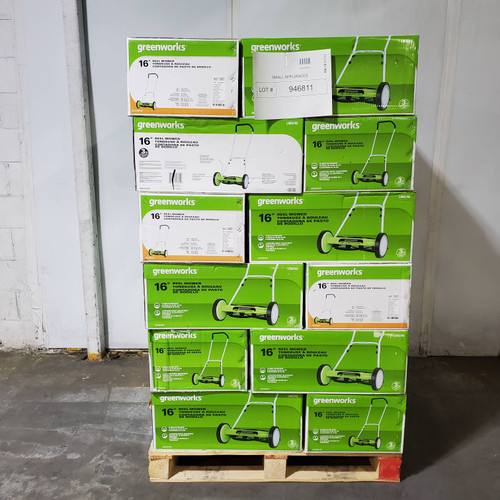 30 units of Greenworks 16-Inch Lawnmowers (Green) - MSRP $3,840 - Like New (Lot # 946811)