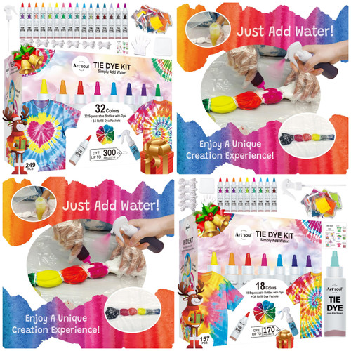 204 units of Art+soul Tie Dye Kits (18 Colors & 32 Colors) - MSRP $4,696 - Like New (Lot # 947614)