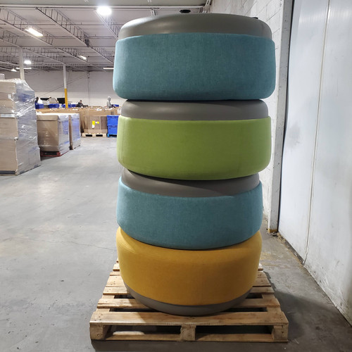 4 Units of Haworth Openest Chick Pouf - Round Fabric Seat (Various Colors) - MSRP $6,000 - Like New (Lot # LK967601)