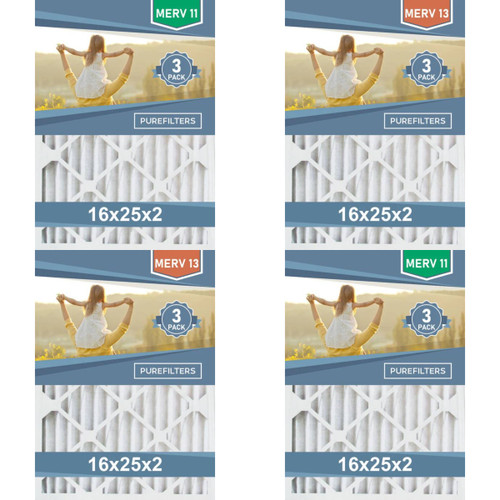 180 units of Pleated 16x25x2 Furnace Filters - MERV 11 & MERV 13 (Packs of 3) - MSRP $10,875 - Brand New (Lot # 103-983006)
