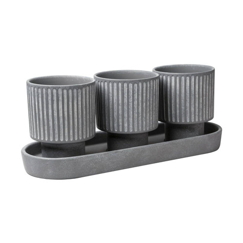 140 Units of Better Homes & Gardens 4inch Grey Planter Sets - MSRP $2,378 - Brand New (Lot # BN995903)