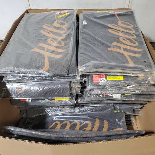 90 units of Clara Gray Hello Non-Slip Doormats - MSRP $4,499 - Like New (Lot # 1012012)