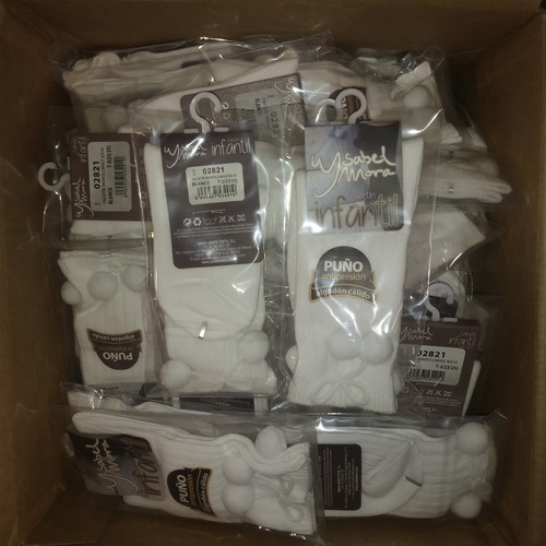 48 Units of White Socks Kids Ribbed Pom Pom Size 2 (23-25) - MSRP 432$ - Brand New (Lot # CP5439242)