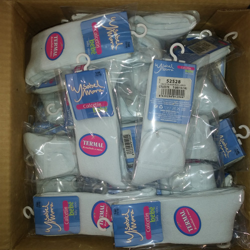 48 Units of Light Blue Socks New Born Terry High Size 00 (15-16) - MSRP 432$ - Brand New (Lot # CP5439141)