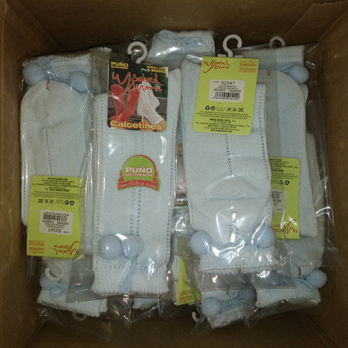 31 Units of Light Blue Socks Kids Celebration Pom Pom High Size 6 (30-32) - MSRP 403$ - Brand New (Lot # CP5439175)