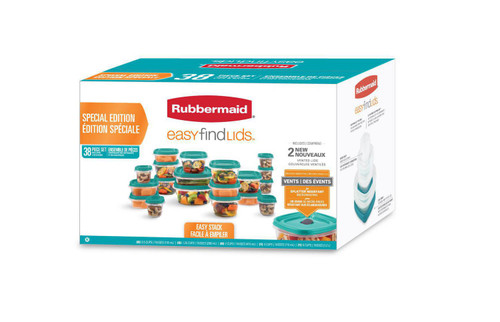 120 Units of Rubbermaid Easy Find Lids 38-Piece Food Storage Container Set,  Turquoise - MSRP 3598$ - Brand New (Lot # CP581403) - Restock Canada