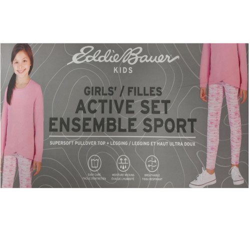 21 Units of Eddie Bauer Girls 2-Piece Active Set Supersoft Pullover Top +  Legging - Pink - XL (14/16) - MSRP 483$ - Brand New (Lot # CP580023) -  Restock Canada