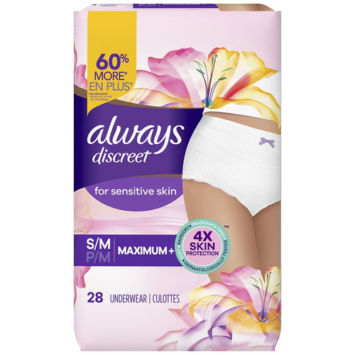 Always Discreet Underwear, Boutique, Maximum, S/M, Lightly Scented