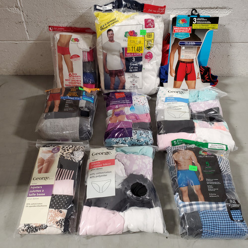 61 Units of Underwears - MSRP $1,046 - Returns (Lot # 614106) - Restock  Canada