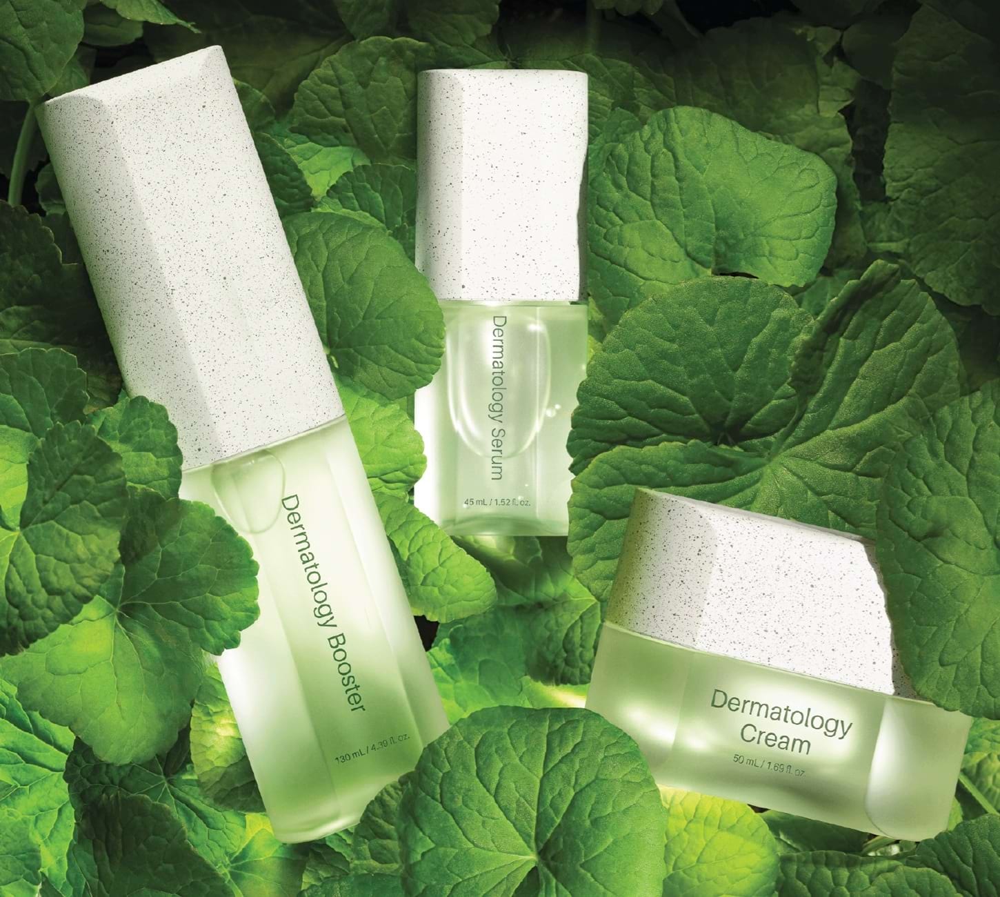 Incellderm ICD Dermatology First Package bottles against backdrop of byungpool leaves