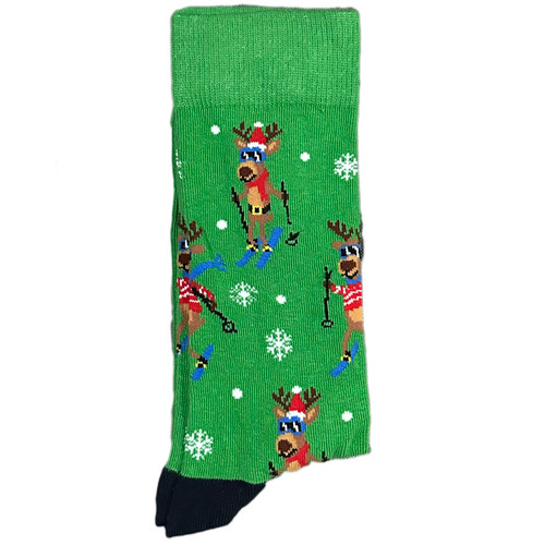 Green Socks Christmas Reindeer