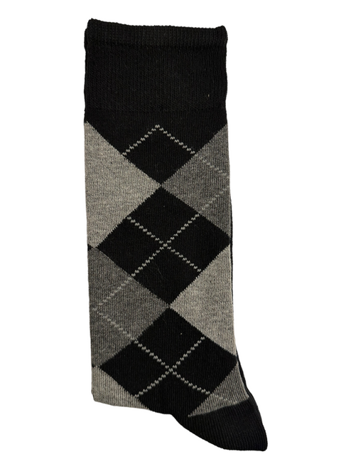 Diamond Suit Socks Grey & Black (Mens) - white line