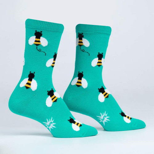 Oh, bees. How can we ever show our appreciation for all that they do for our planet? We hope they'd accept our humble offering of these socks, upon which we wove super fuzzy and adorable bees. It's kind of like you're the flower when you wear them, and that's fitting because you're beautiful and make us smile. No wonder these bees love you!