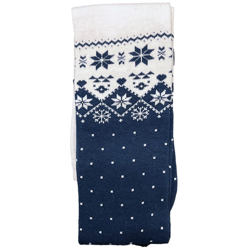 Knee High Christmas Socks White & Navy