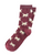 Women’s maroon socks featuring fuzzy cat designs in a playful and cozy style.